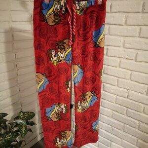 Disney Youth's Size Medium Red w/ Multi Colors Beauty & the Beast Sleep Pants